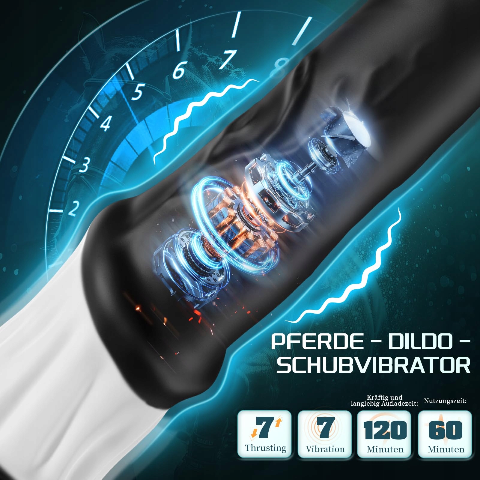 FANTASY Pferd Dildo Analny XXL 30CM Wibrator 7 Funkcji Dla Kobiet Mężczyzn — miniatura 3