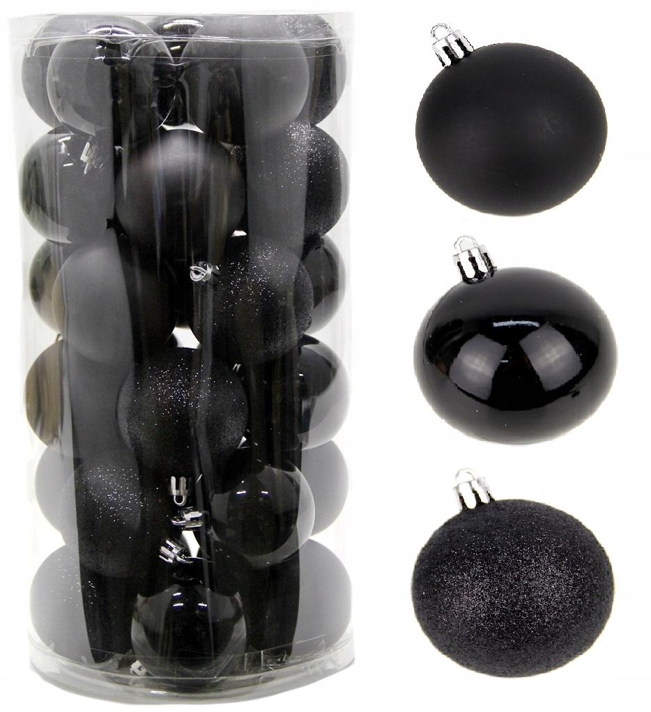 

Zestaw Bombek bombki 30 sztuk Czarne MIX 6cm