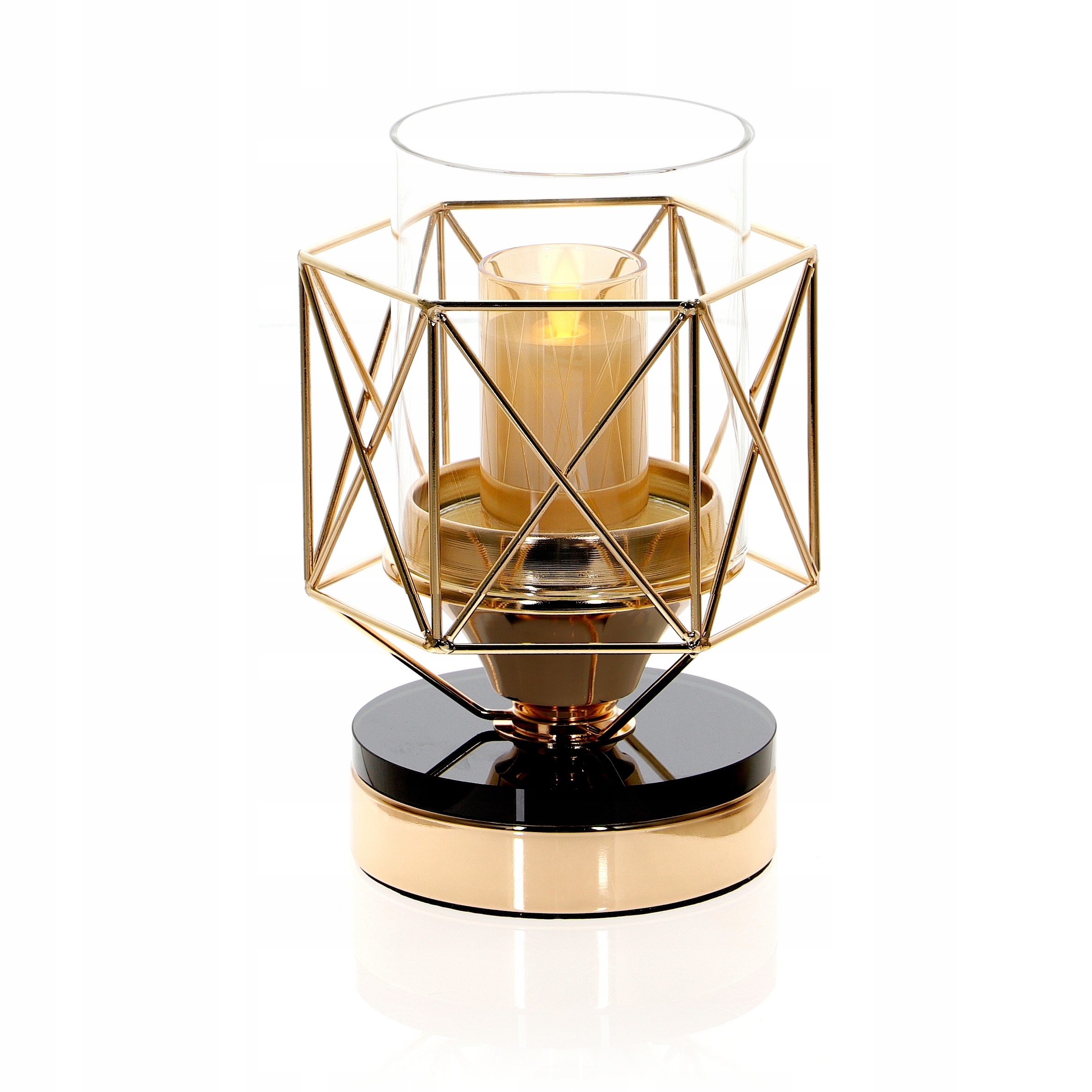 

Złoty świecznik lampion glamour tealight h=21,5cm