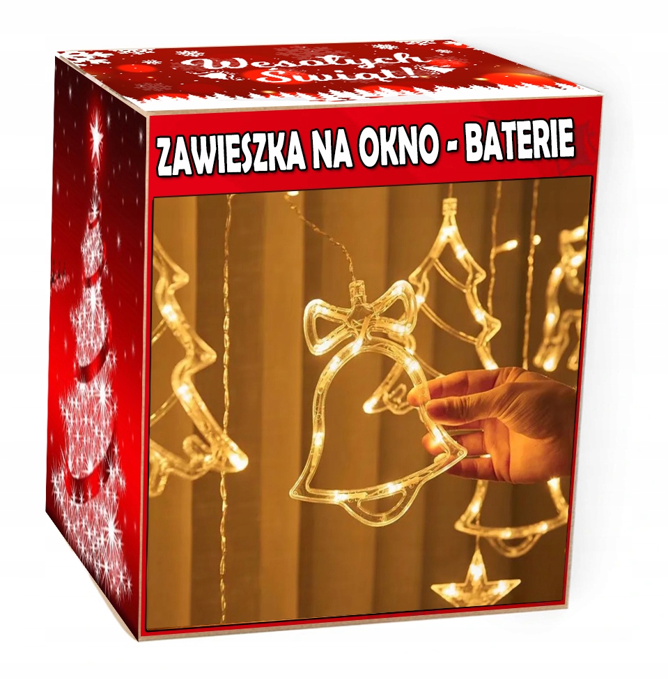 DZWONECZEK LED - ŚWIECĄCA OZDOBA NA BATERIE NA OKNO 3 TRYBY