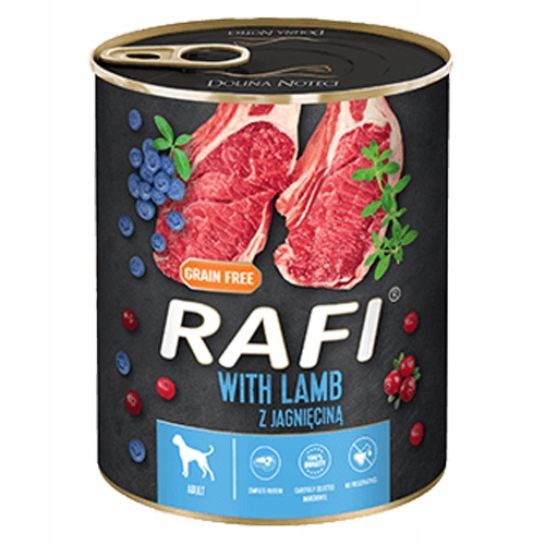 DOLINA NOTECI RAFI CLASSIC karma mokra pies MIX SMAKÓW 24x800g + EBOOK PIES Smak jagnięcina