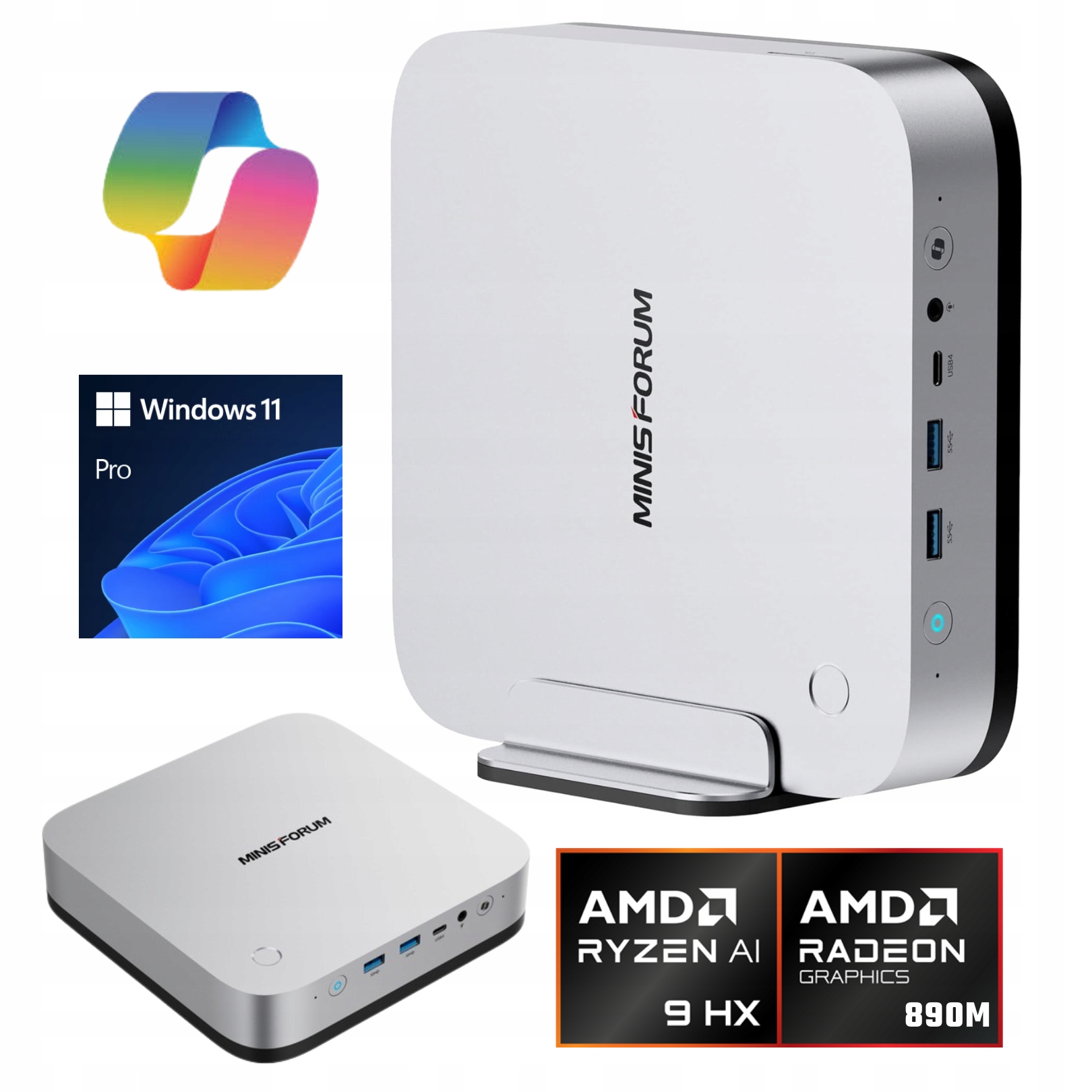 Mini komputer Pc Ai X1 Pro 64GB 1TB Ryzen Ai 9 Hx 370 890M Win11 Oculink