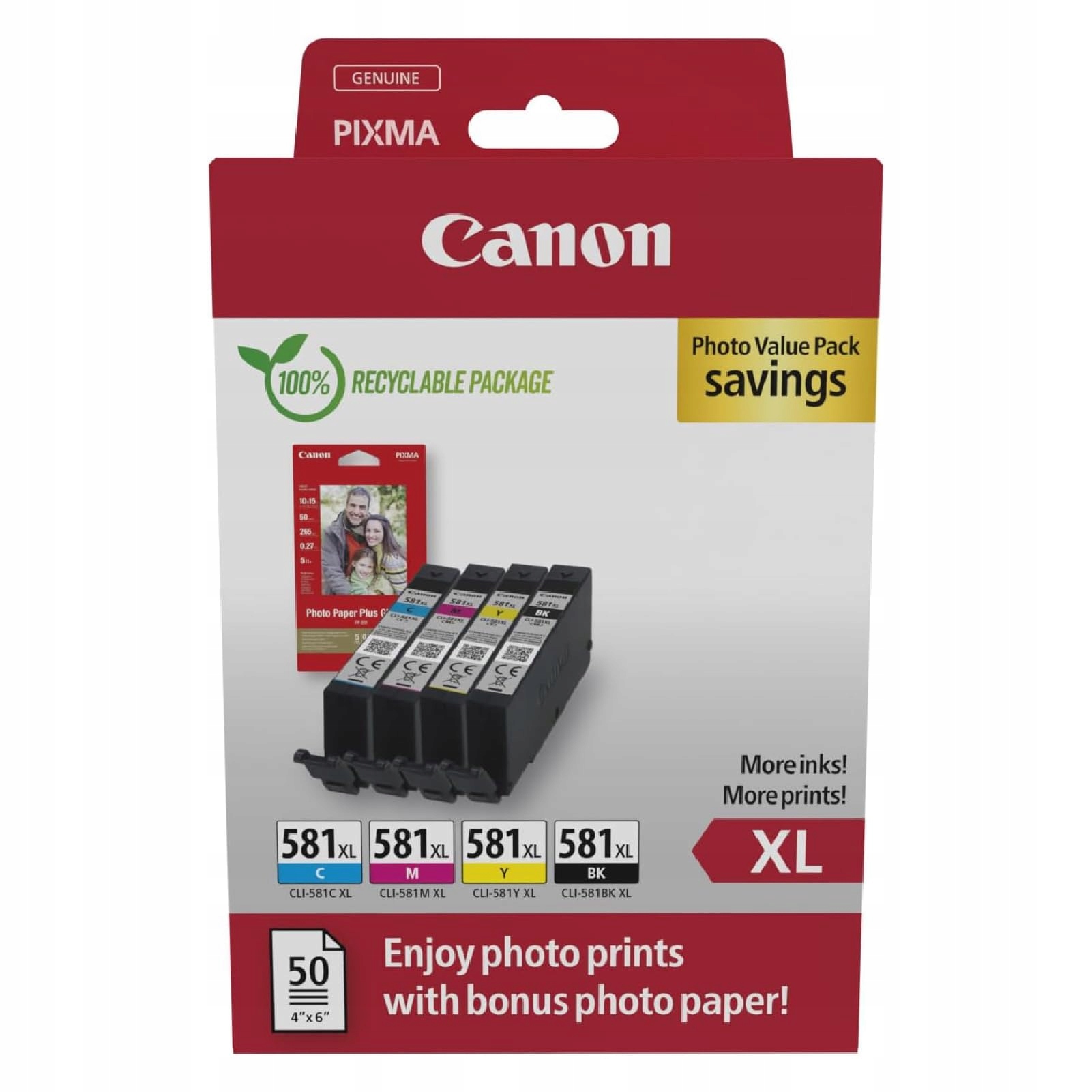 Canon CLI-581 XL C M Y Bk 4 inkoustových kazet originální