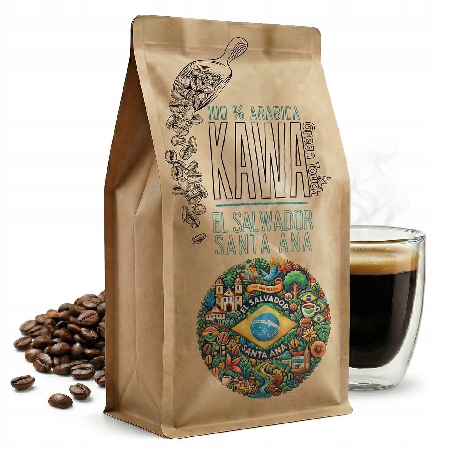 Levně Káva zrnková El Salvador Santa Ana 100% arabica 1 kg Green Touch