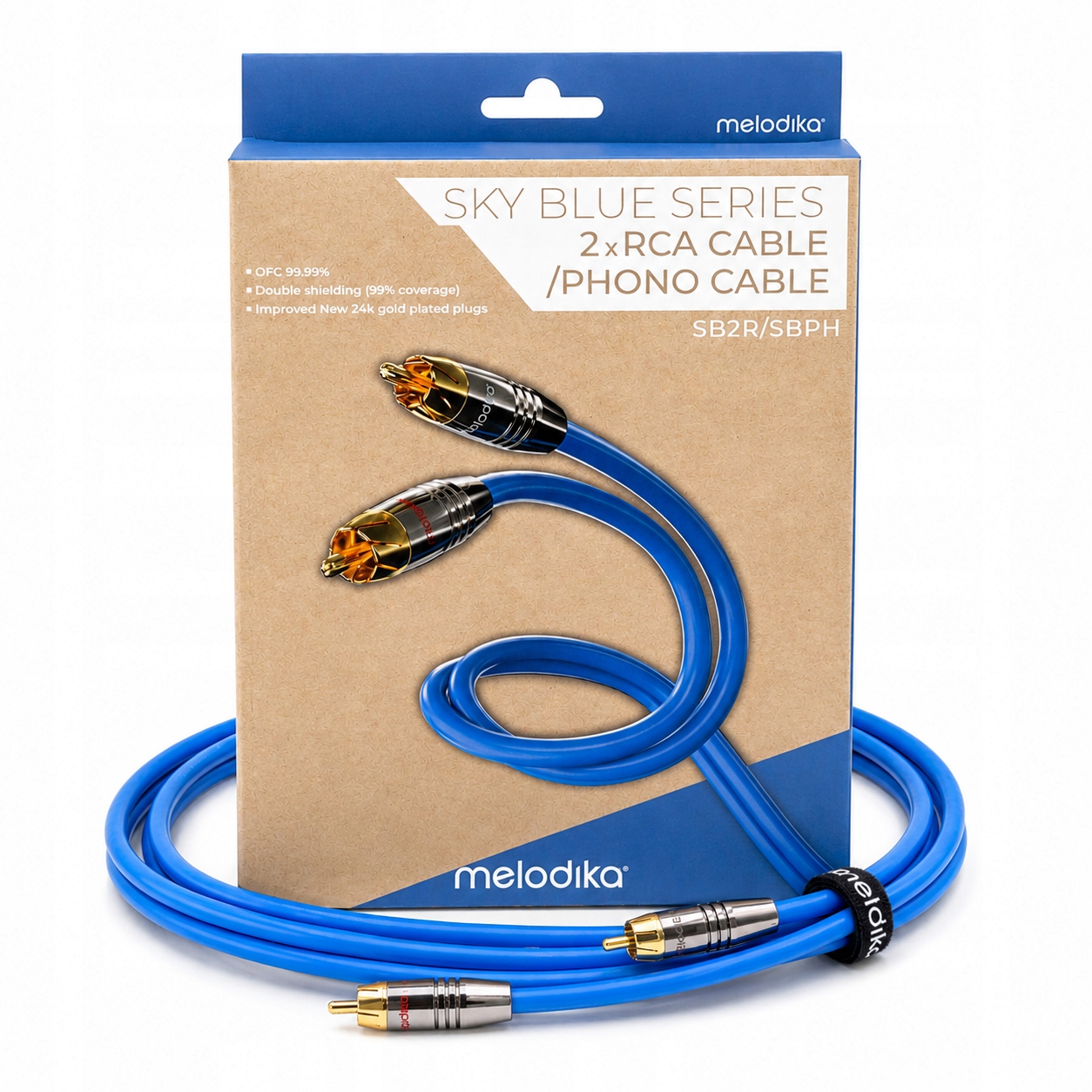 Melodika SB2R05 Sky Blue Kabel 2xRCA 2xRCA Cinch Interkonekt Audio 0.5 m