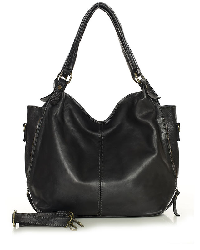 Torebka skórzana shopper damska na ramię A4 czarna Marco Mazzini