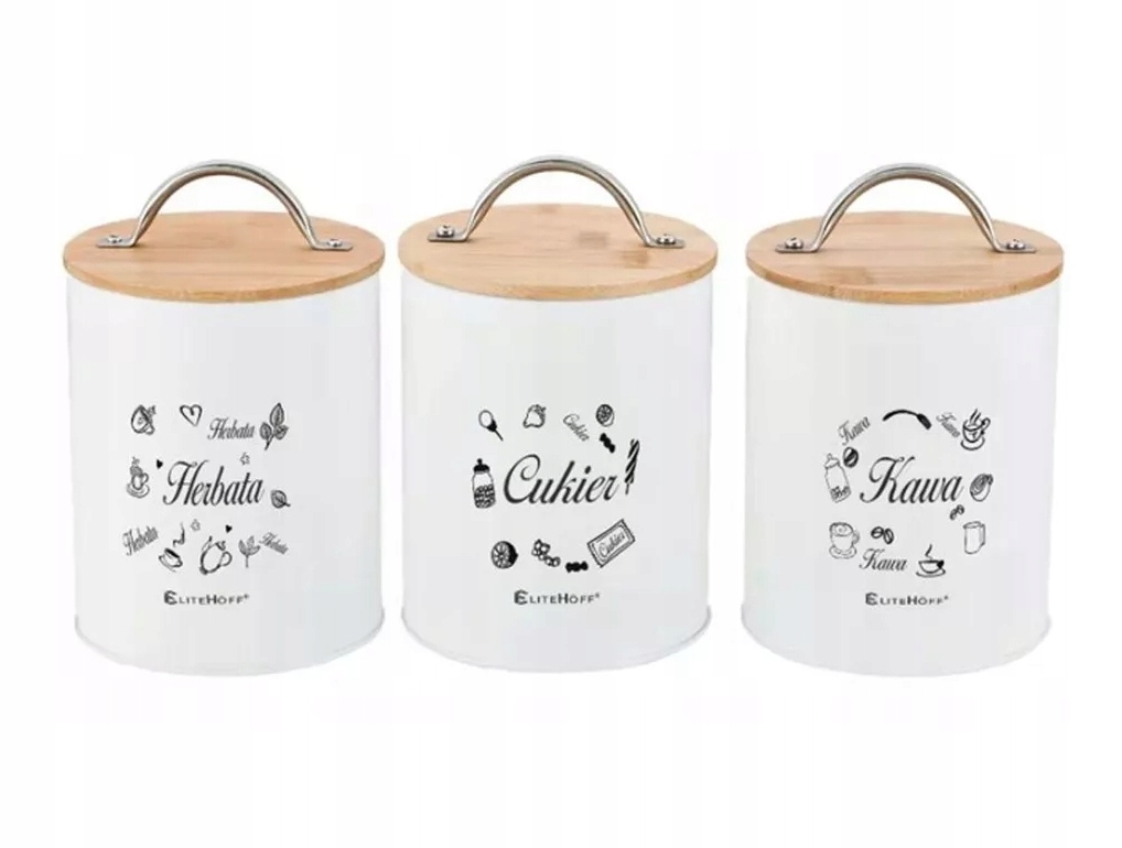 ZESTAW POJEMNIKÓW KOMPLET KAWA HERBATA CUKIER