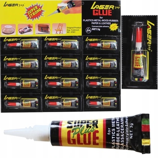 Klej Szybki Uniwersalny Szybkoschnący Glue Plus Błyskawiczny 12 Szt