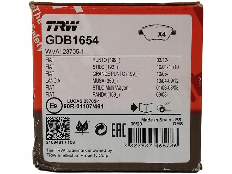 TARCZE KLOCKI TRW LUCAS FIAT GRANDE PUNTO PRZÓD Rodzaj tarcz Wentylowane