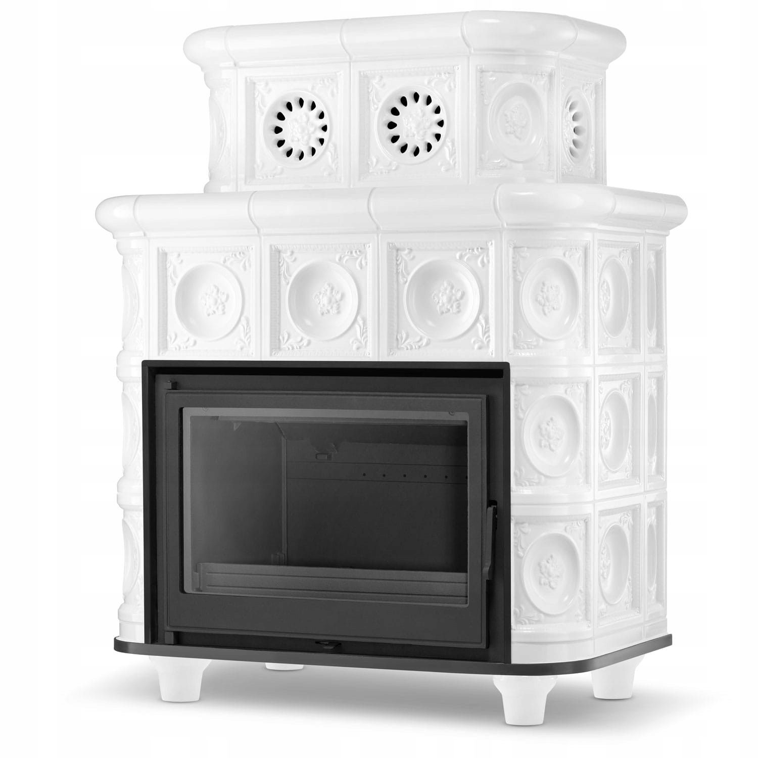 Kamna krbová kamna koza kachlová keramická krbová skříň Aspen bílá