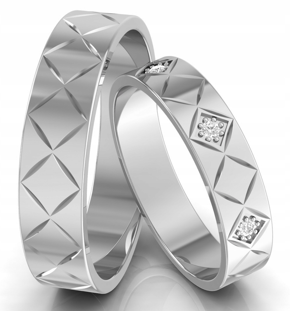 ZDOBIONE OBRĄCZKI ŚLUBNE Z BIAŁEGO ZŁOTA 585 WZÓR Marka Inna marka