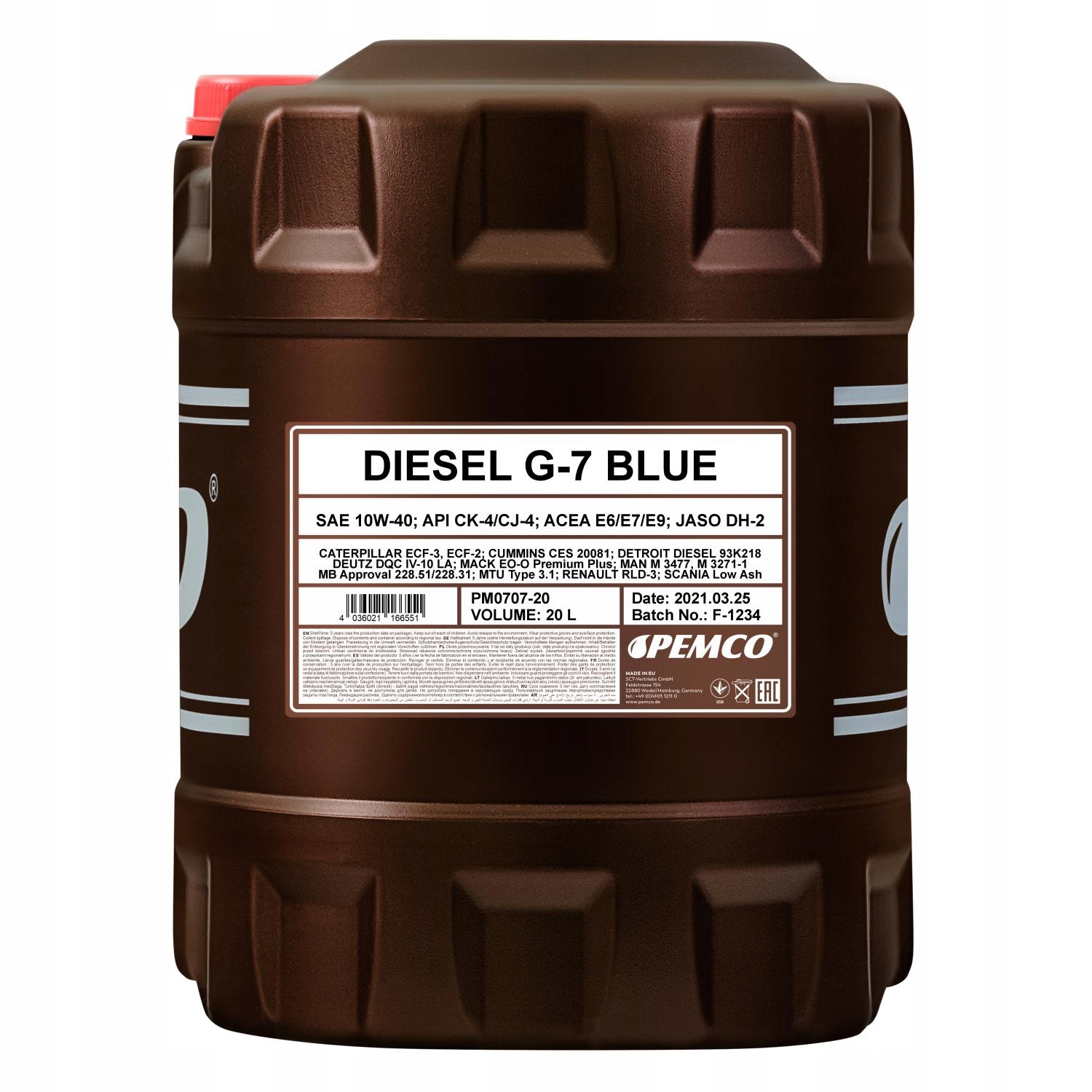 

Pemco Diesel G-7 Uhpd Blue 10w40 20L syntetyczny