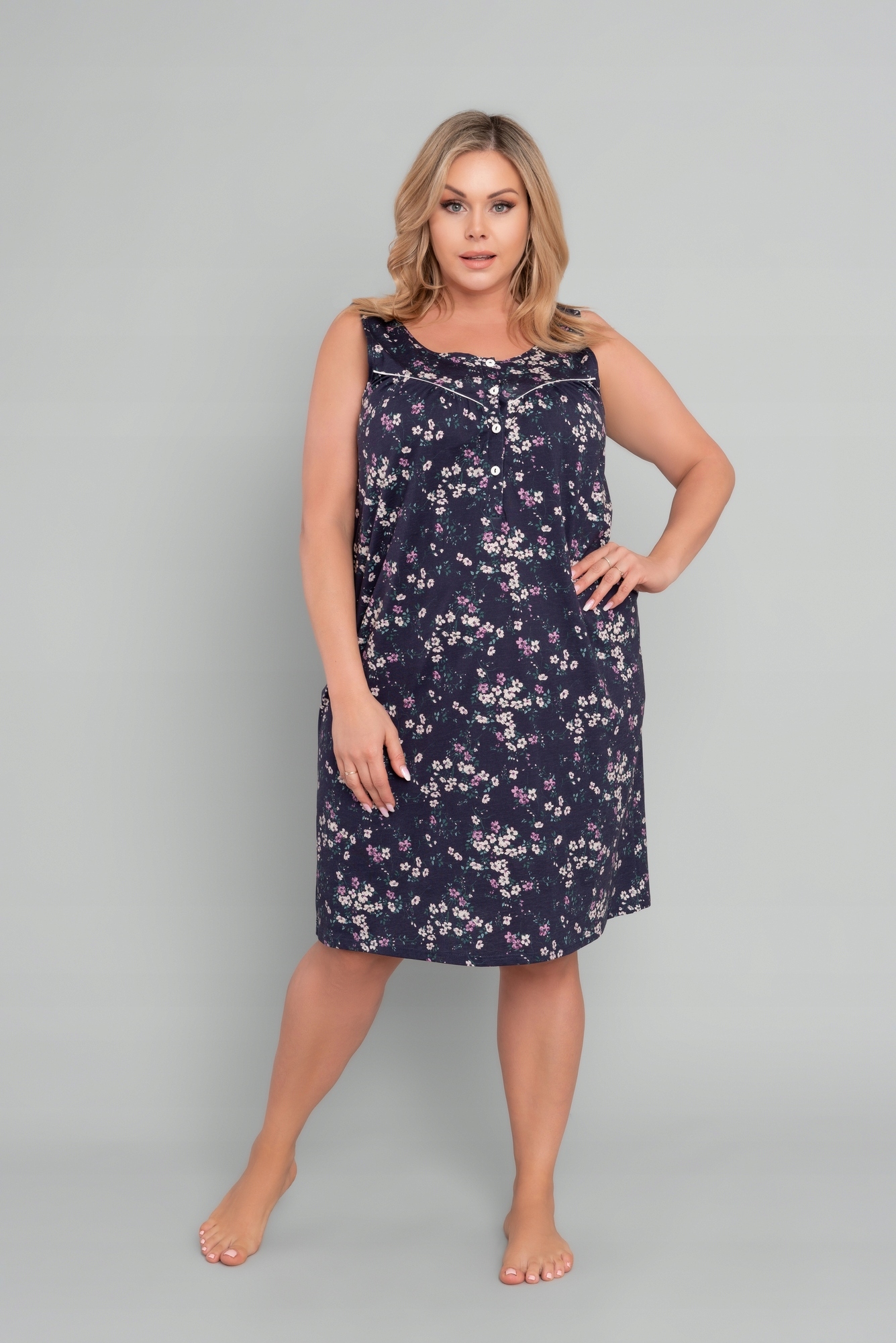 Dámská noční bavlněná košile s květinami Evita sz ram r L Italian Fashion