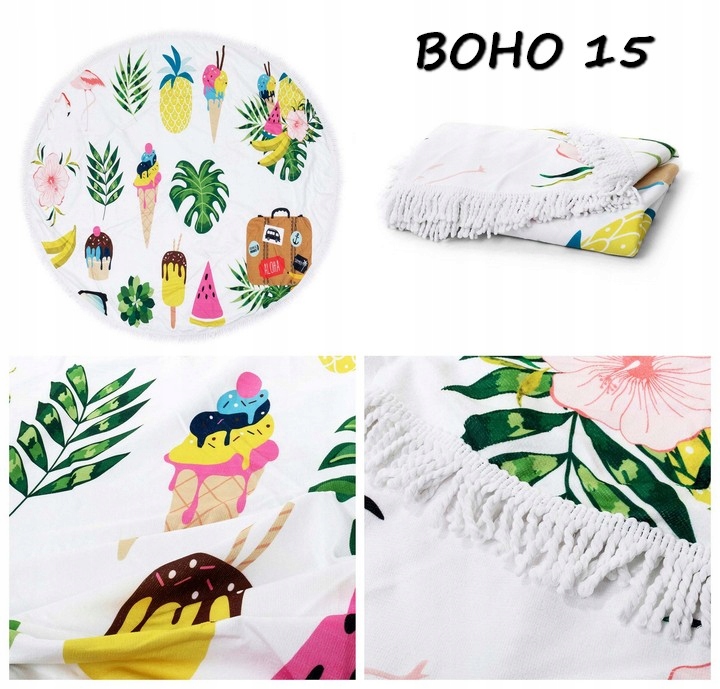 Ręcznik plażowy okrągły Boho Pareo na piknik plaże Rodzaj inny