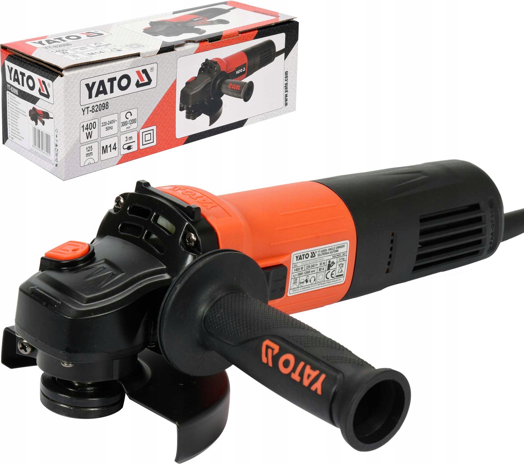 SZLIFIERKA KATOWA 1400W 125MM REG.OBR. YT-82098/YAT YATO