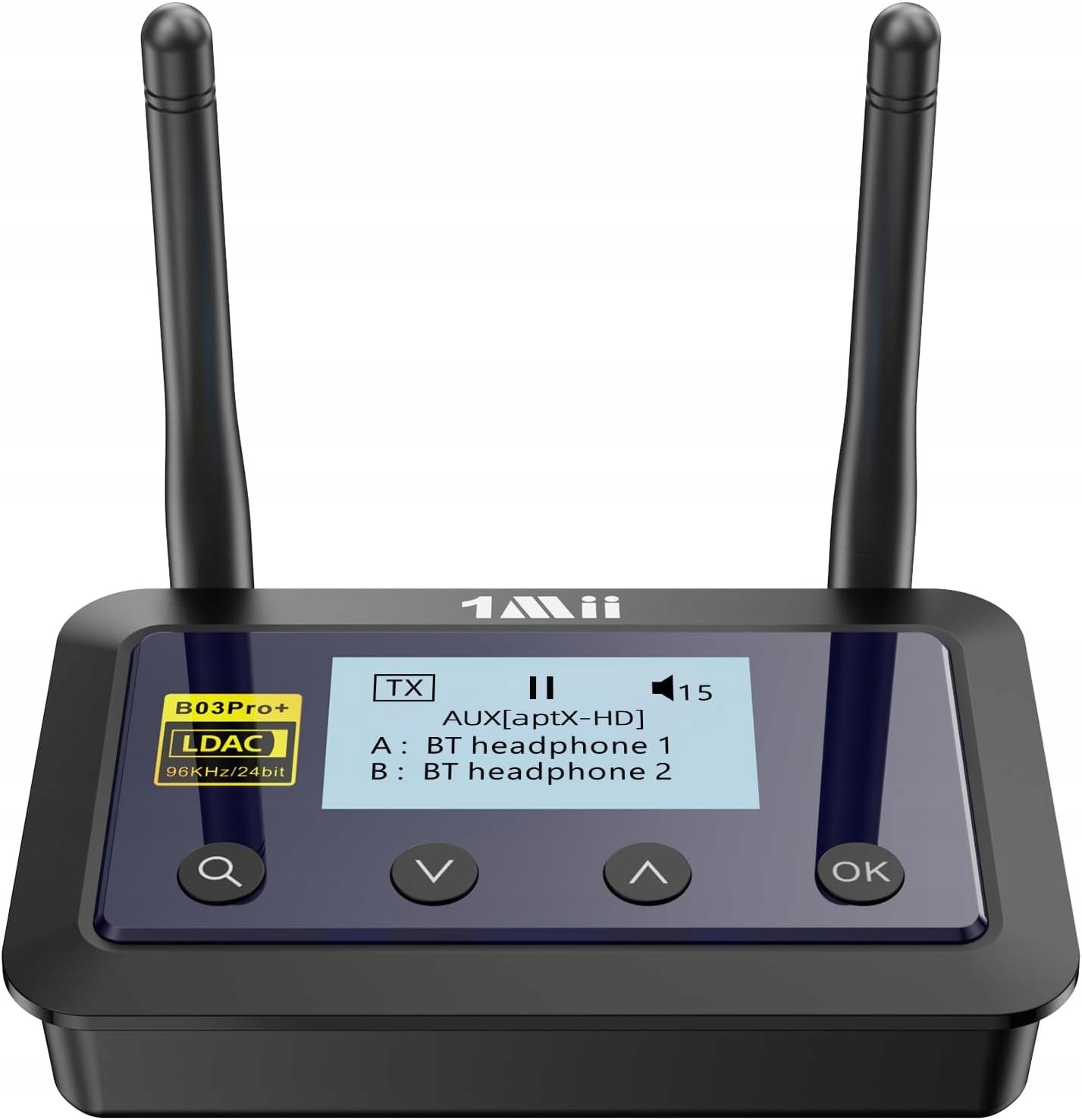 Nadajnik Odbiornik Bypass Bluetooth 5.3 1MII B03PRO+ Ldac Aptx Sbc Ekran