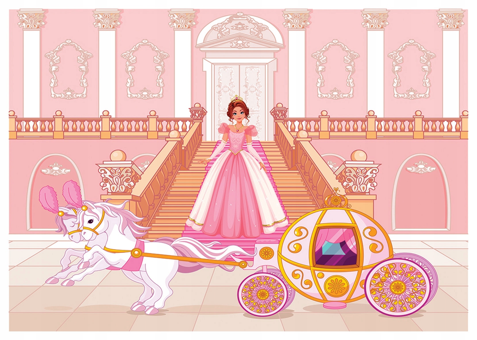 Fototapeta Kareta Zámek Růžová pohádka do dívčího pokoje 208x146 lepidlo