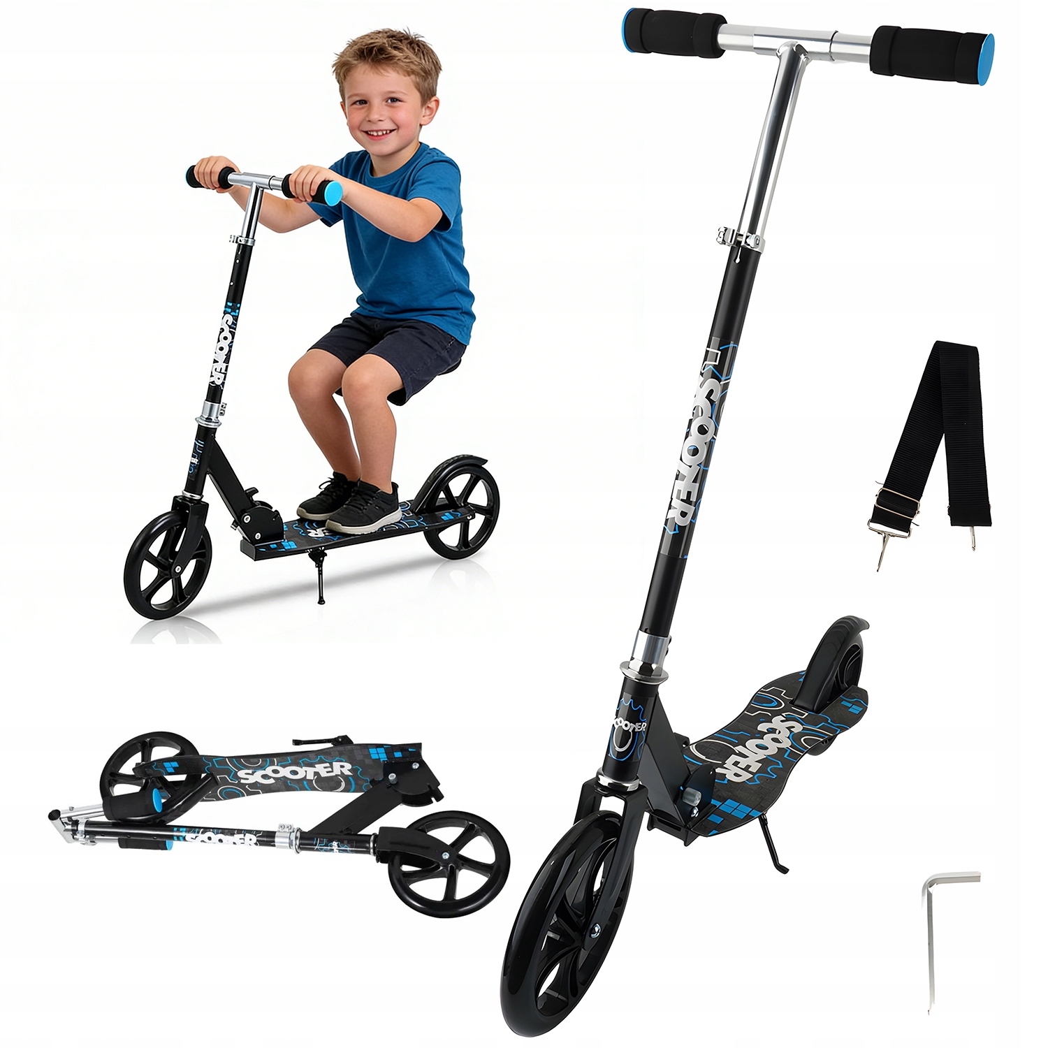 Hulajnoga Miejska Dla Dorosłych I Dzieci Składana Kompaktowa Duże KOŁA150mm