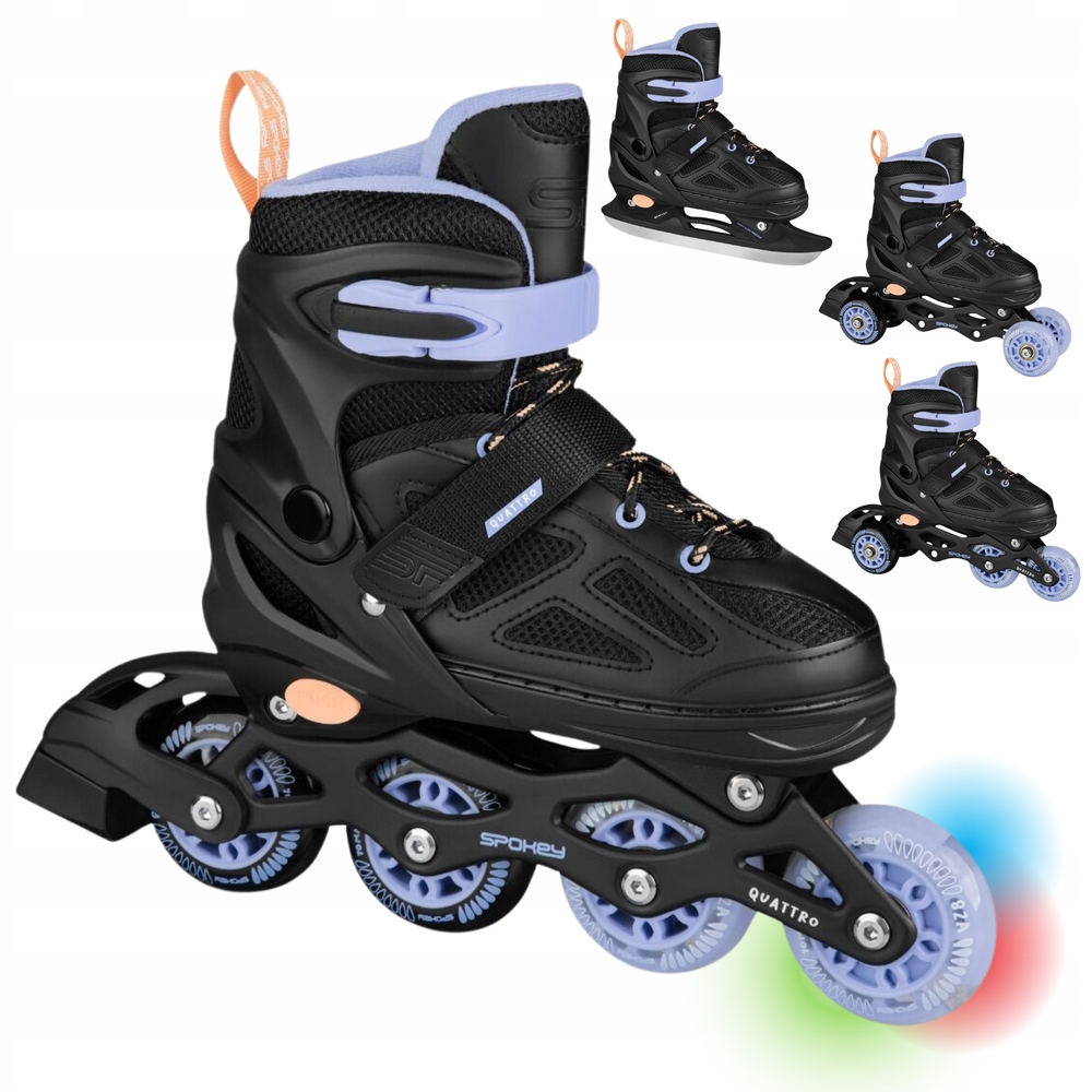 Brusle 2v1 4v1 Hokejové Brusle Rekreační kolečkové brusle s Led regulací Quattro
