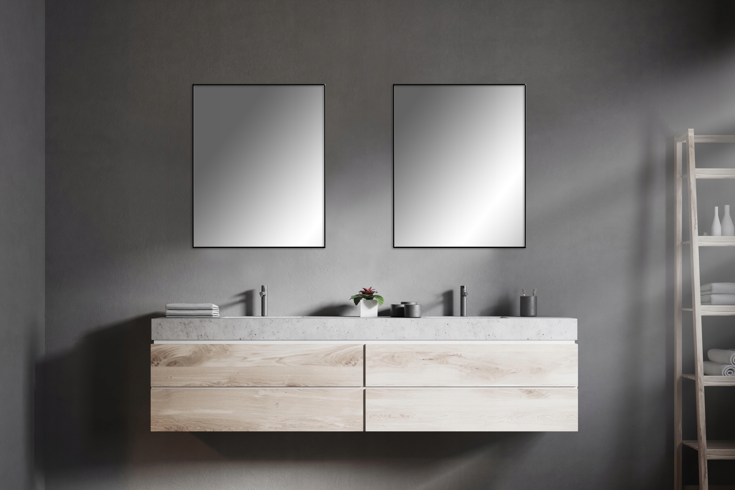 LUSTRO ŚCIENNE METALOWE 70x50 PROSTOKĄT CZARNE Wysokość 700 mm