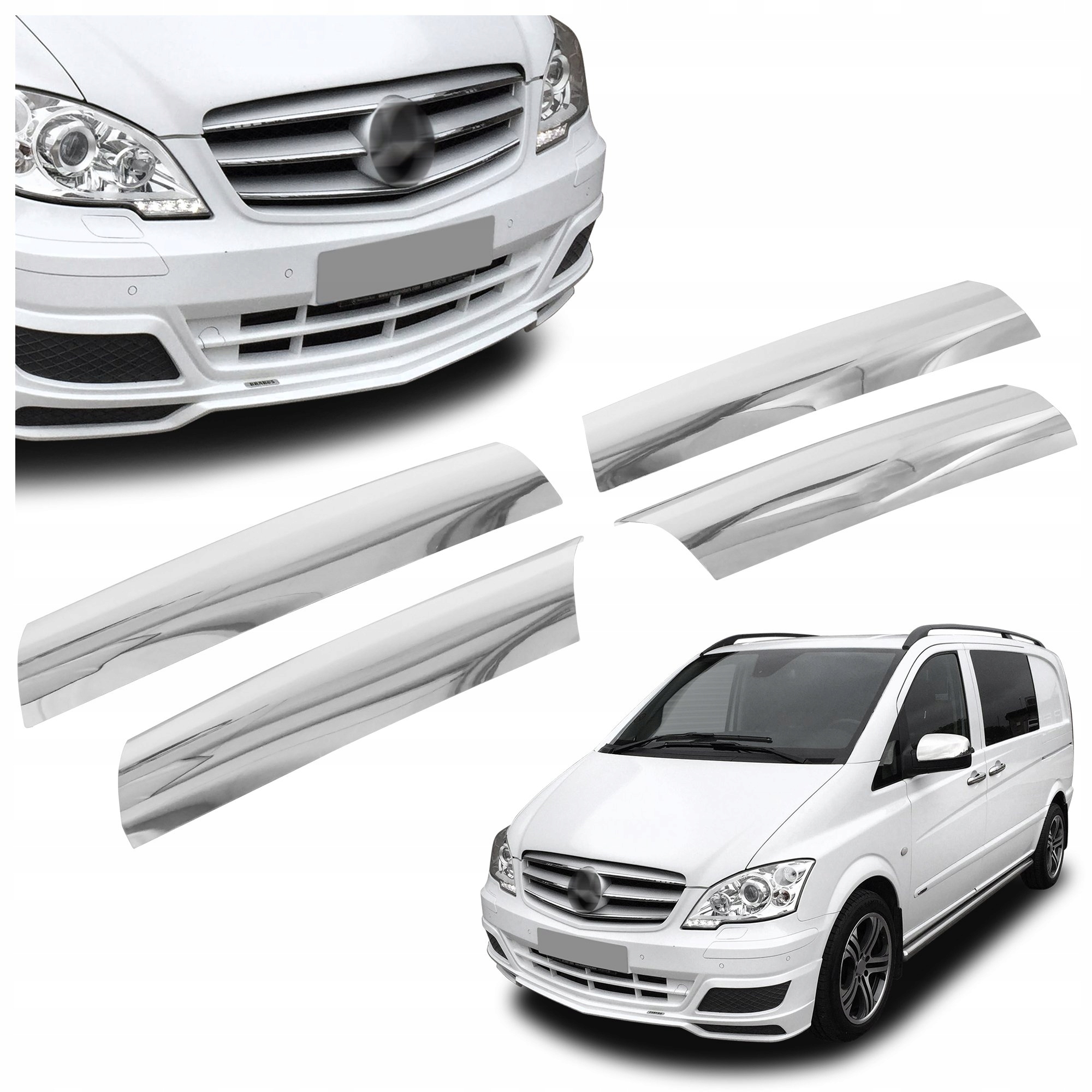 Lišty predného maskovača grilu pre Mercedes Vito W639 2010-2014
