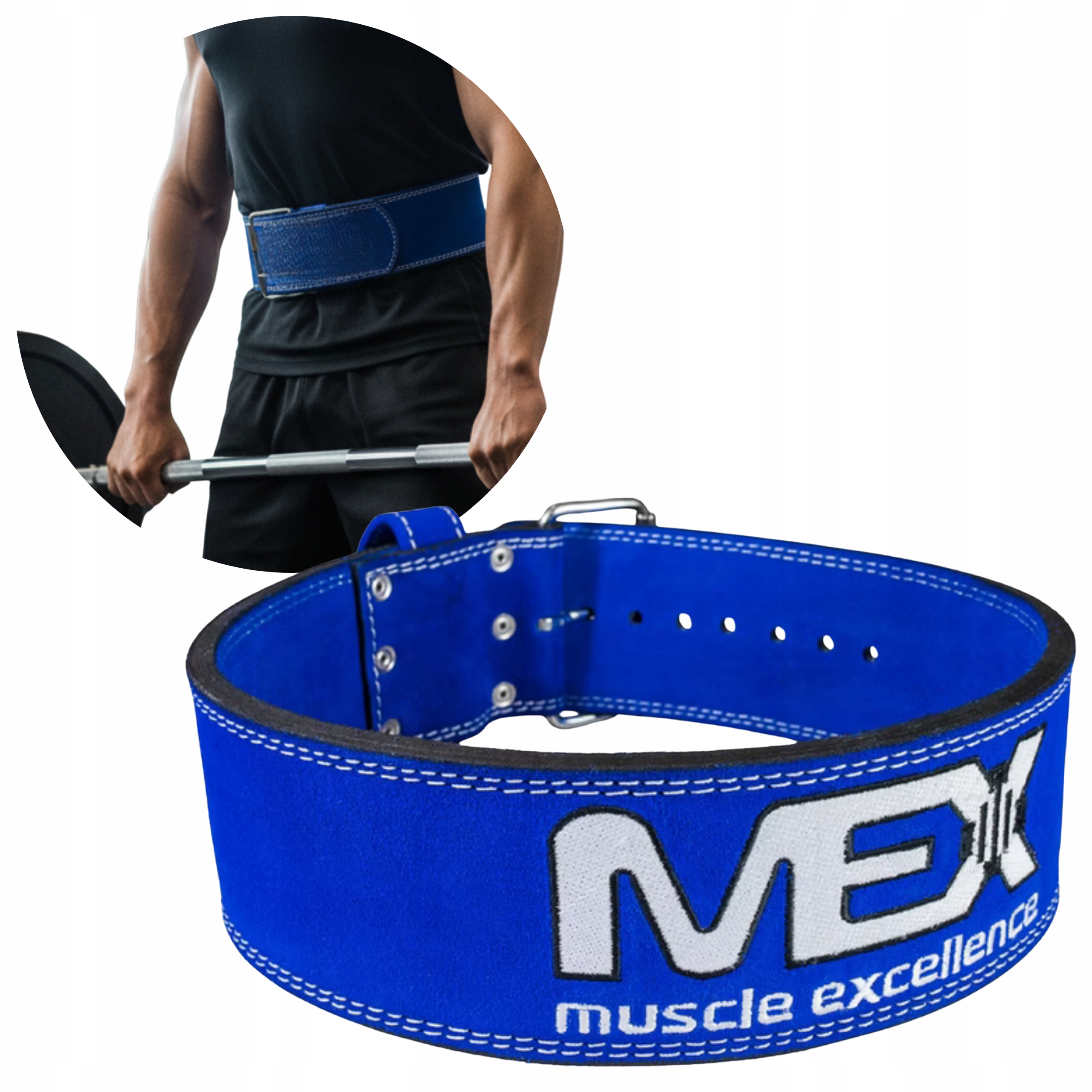 Kulturistický pás pro tréninkové závaží vel. XL Pás Power Mex Modrý
