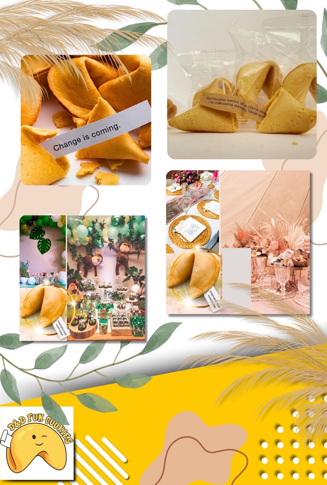 100 x Ciasteczko z wróżbą podziękowanie dla gości ŚLUB CHRZEST WESELE GIFT Stan opakowania oryginalne