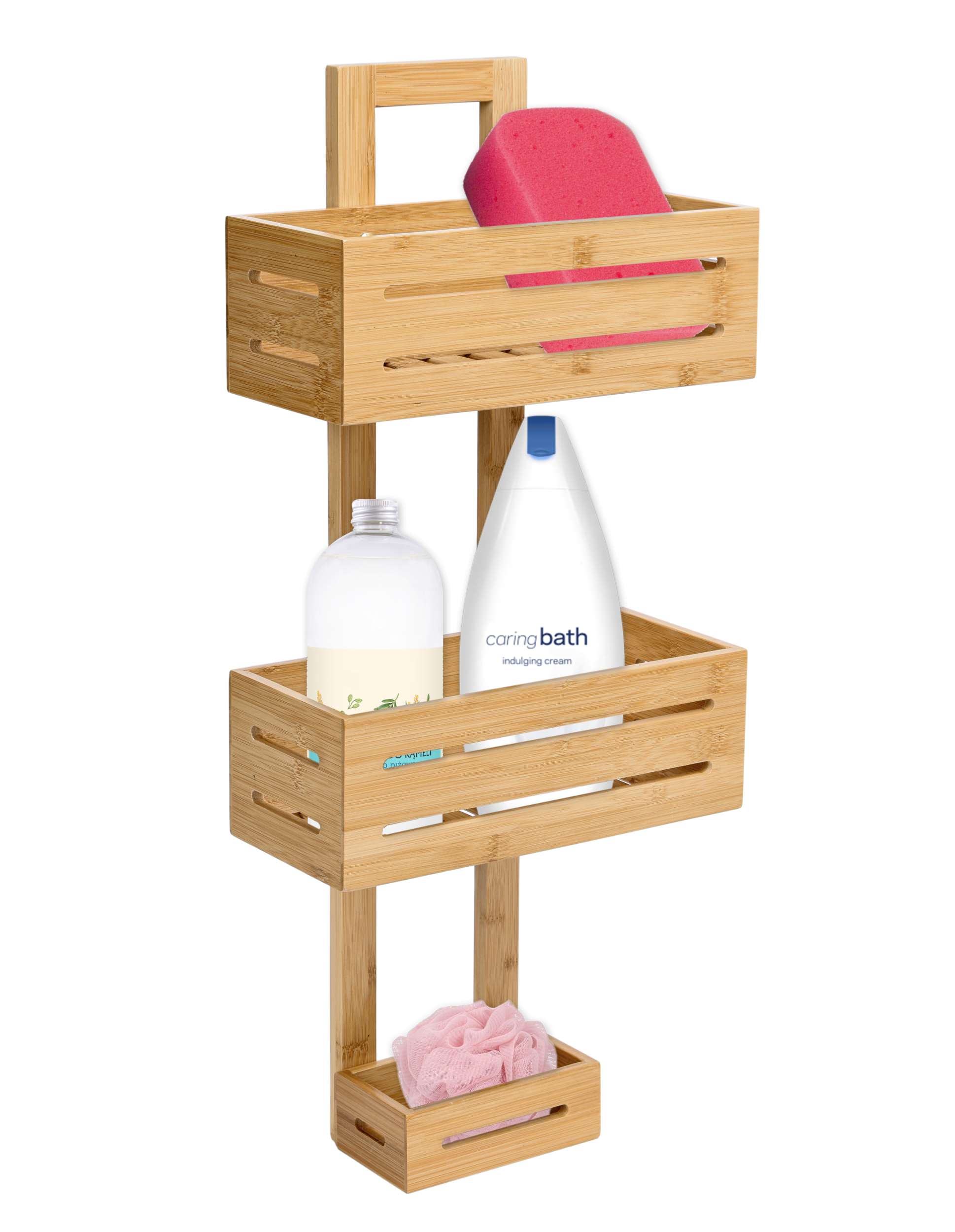 PÓŁKA ŁAZIENKOWA BAMBUSOWA WISZĄCA REGAŁ POD PRYSZNIC ORGANIZER NA MYDŁO