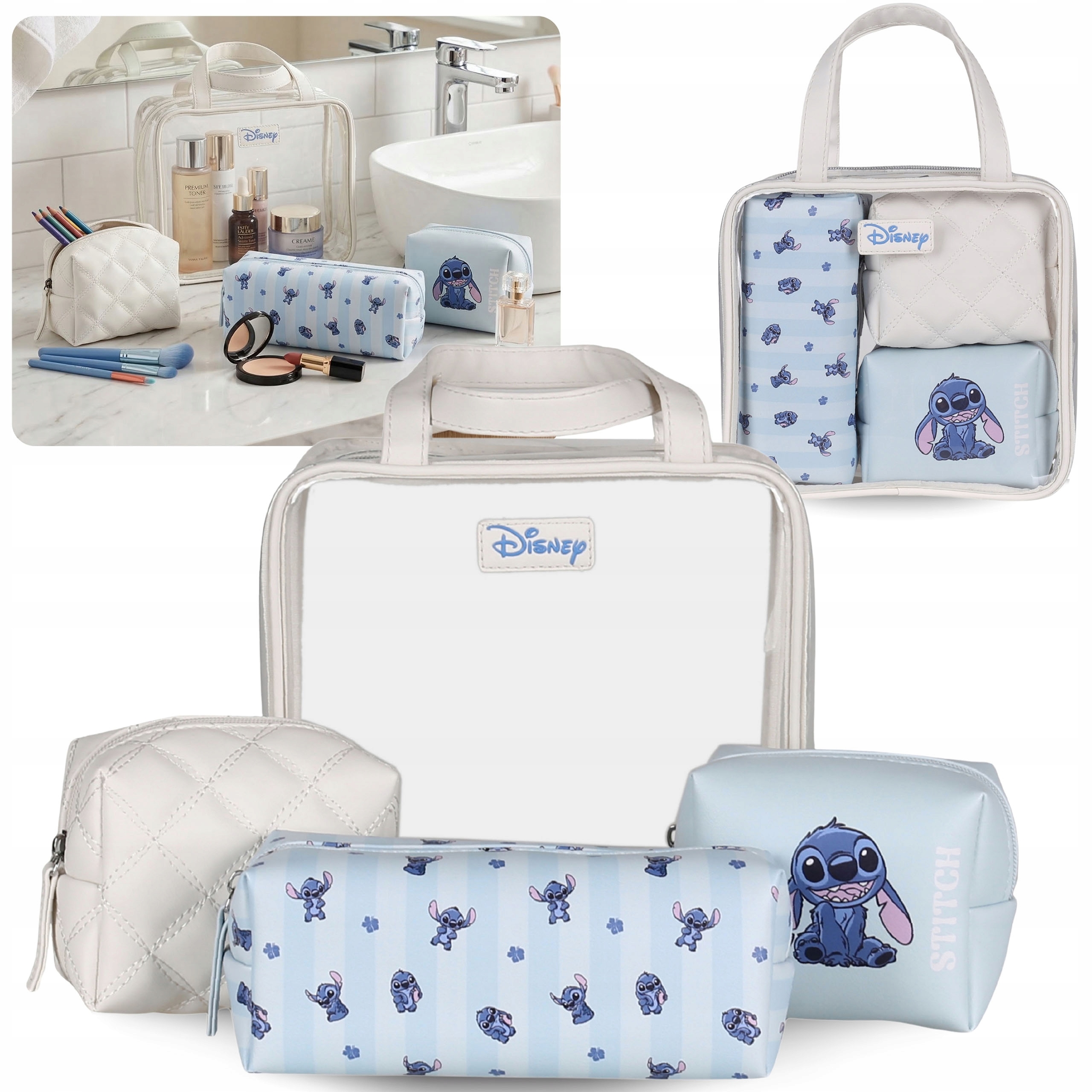 Disney Stitch komplet kosmetyczek podróżnych na zamek 4 szt.