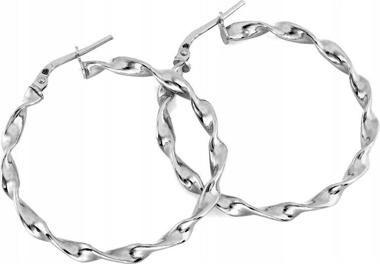 Stříbrné náušnice 925 kola velké zkroucené anglické 37 mm jako dárek módní