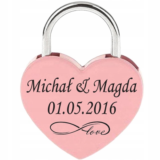 

Kłódka miłości na most Grawer Nadruk Serce dla par