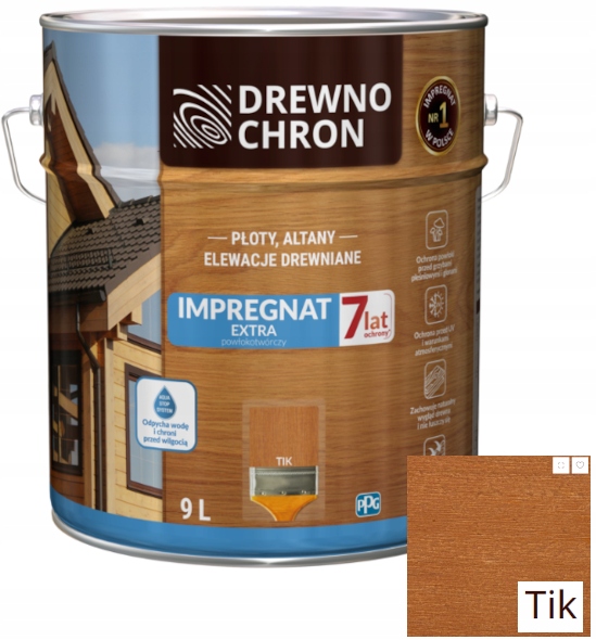 Drewnochron Impregnat Extra Powłokotwórczy do drewna płotów altan Tik 9l