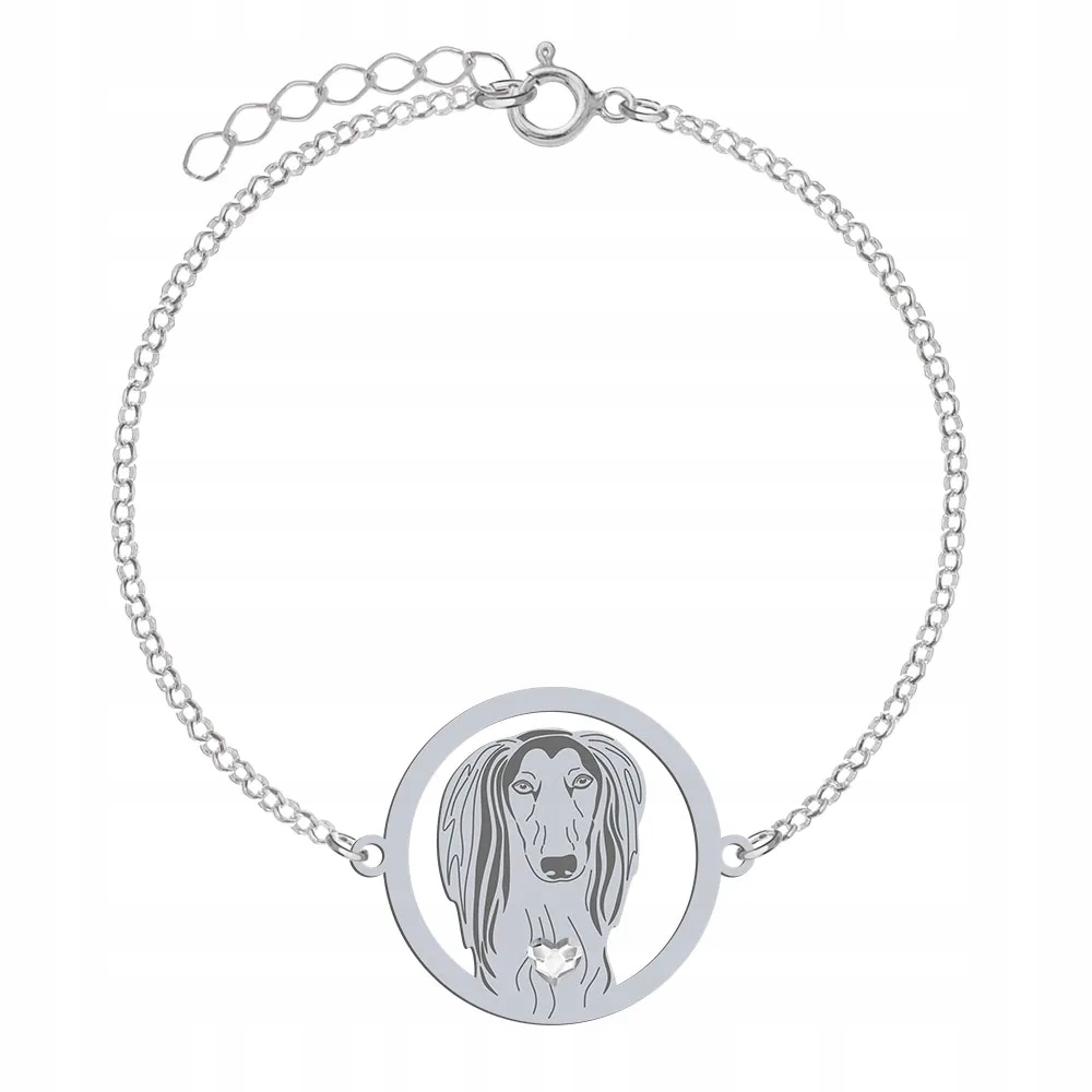 Stříbrný náramek s perským chrtem Saluki 925 Šperky Gravírování Bonus