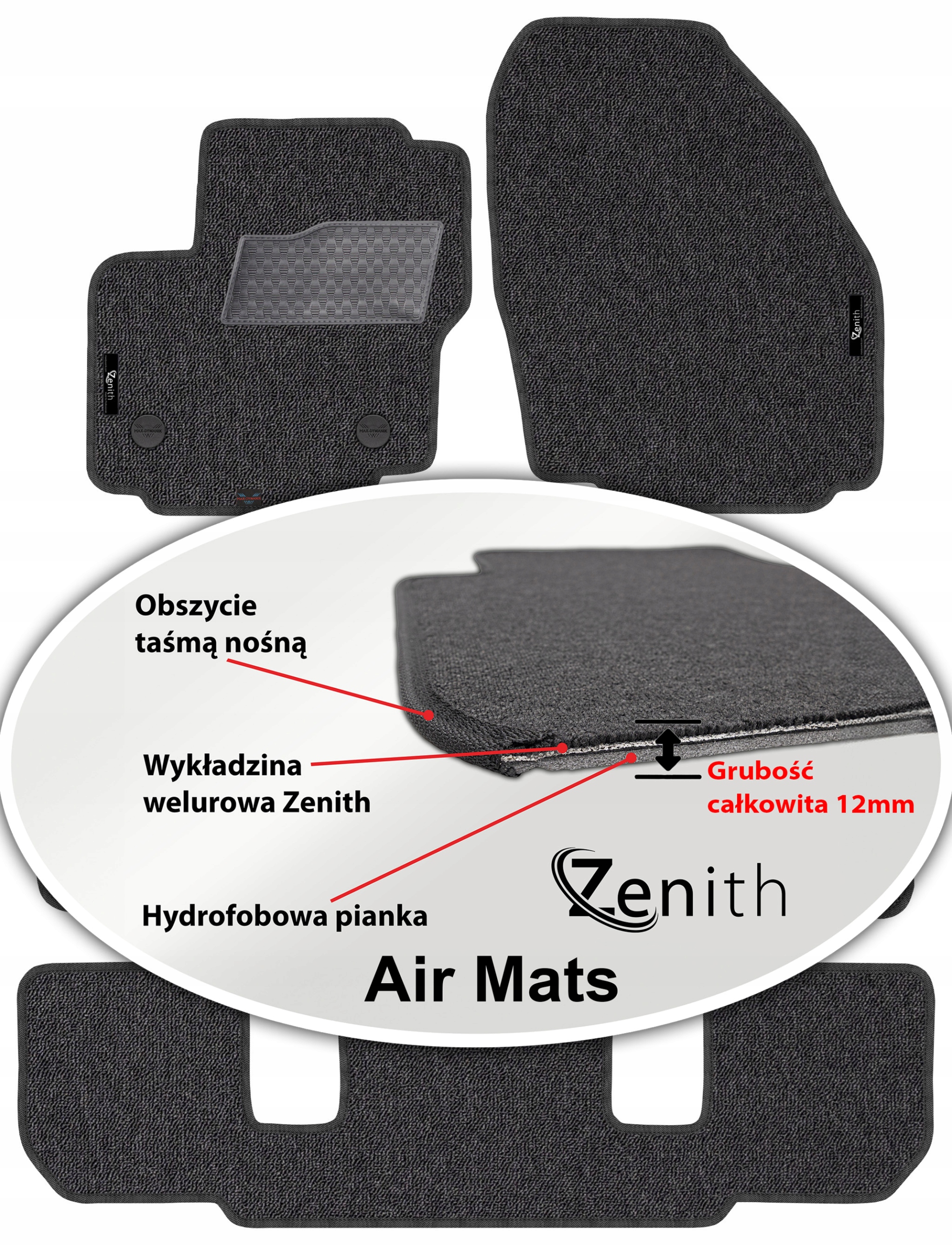 Ford Galaxy II Fl 7os 10-15 Velúrové koberčeky do auta Zenith Air Mats