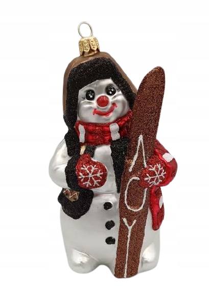 

Bombki Choinkowe Szklane Bałwan z nartami 16cm