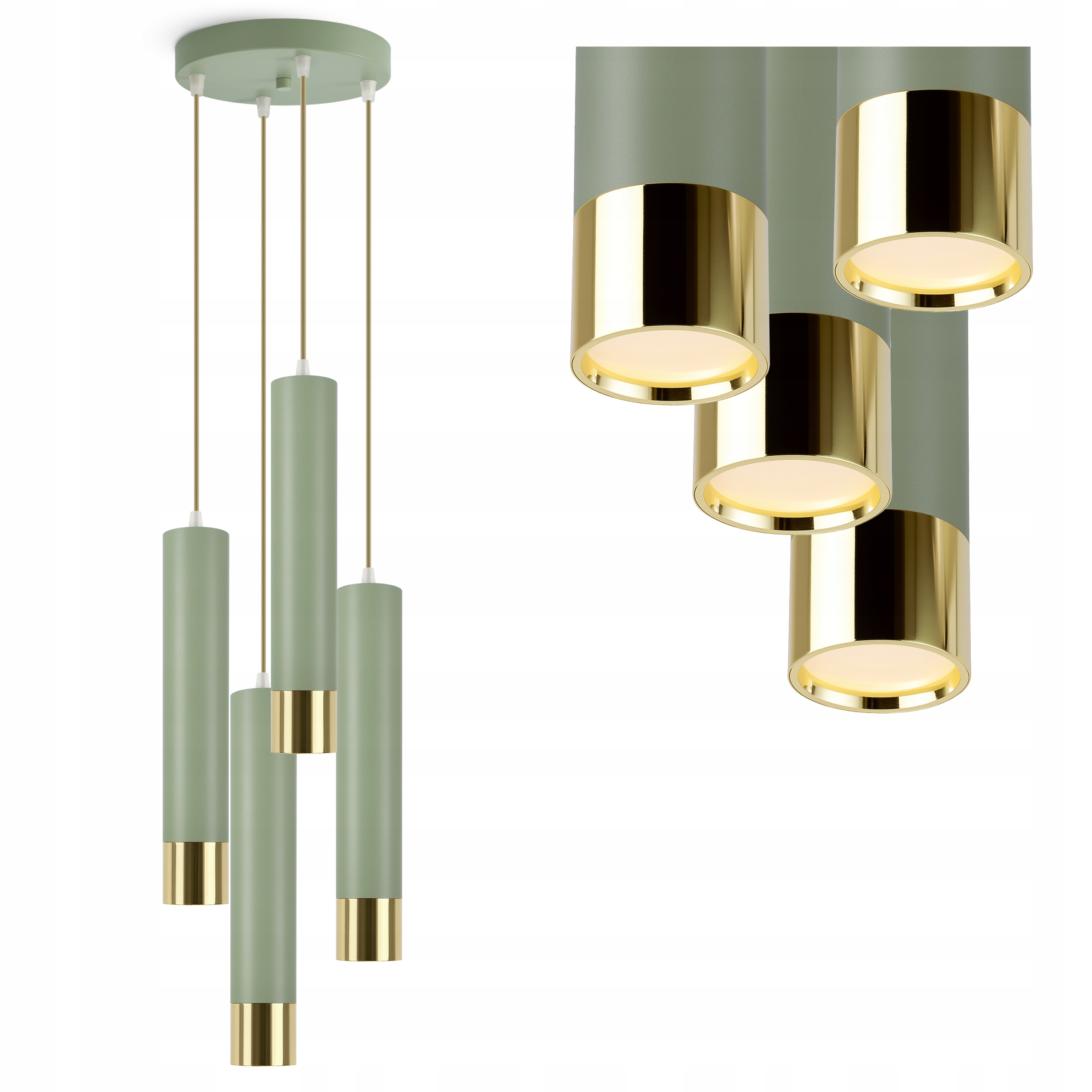 Závesná stropná lampa tuby Šalvia Olivová Led do kuchyne a obývačky nad pracovnú dosku