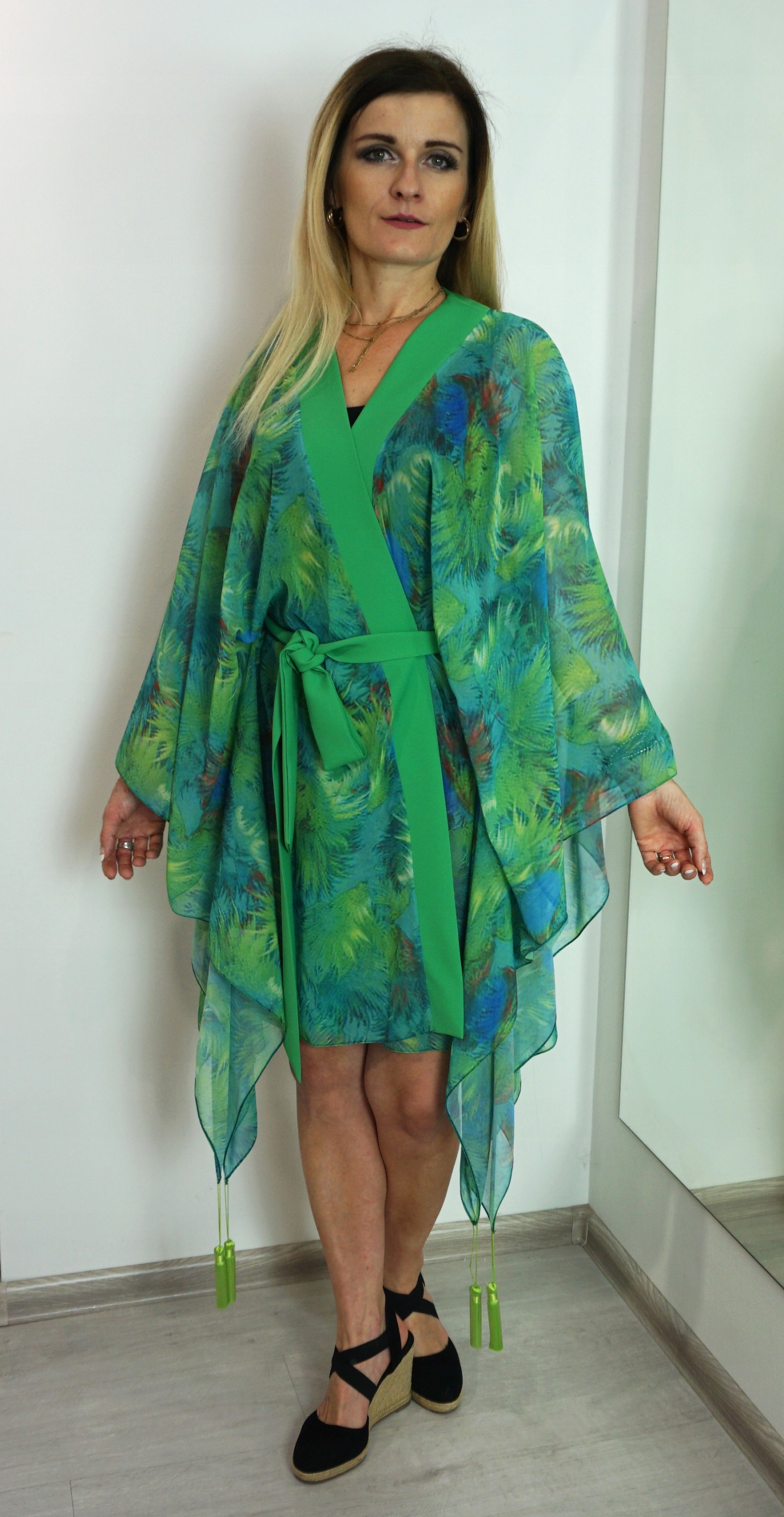 KIMONO TUNIKA PAREO PLAŻOWE JUNGLE VIBES MIDI Model K2110 MIDI