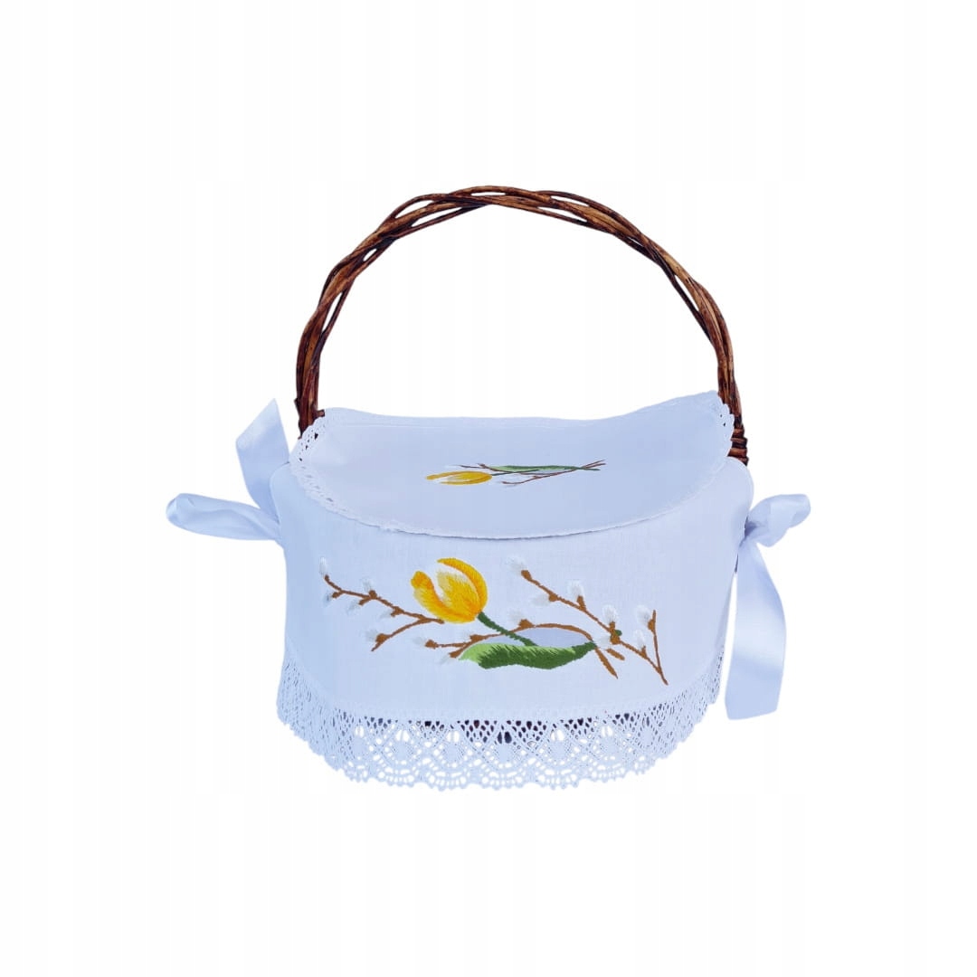 Ubrousek Do Košíčku Folk Základová Výšivka A Tulipán Zakončený Krajkou