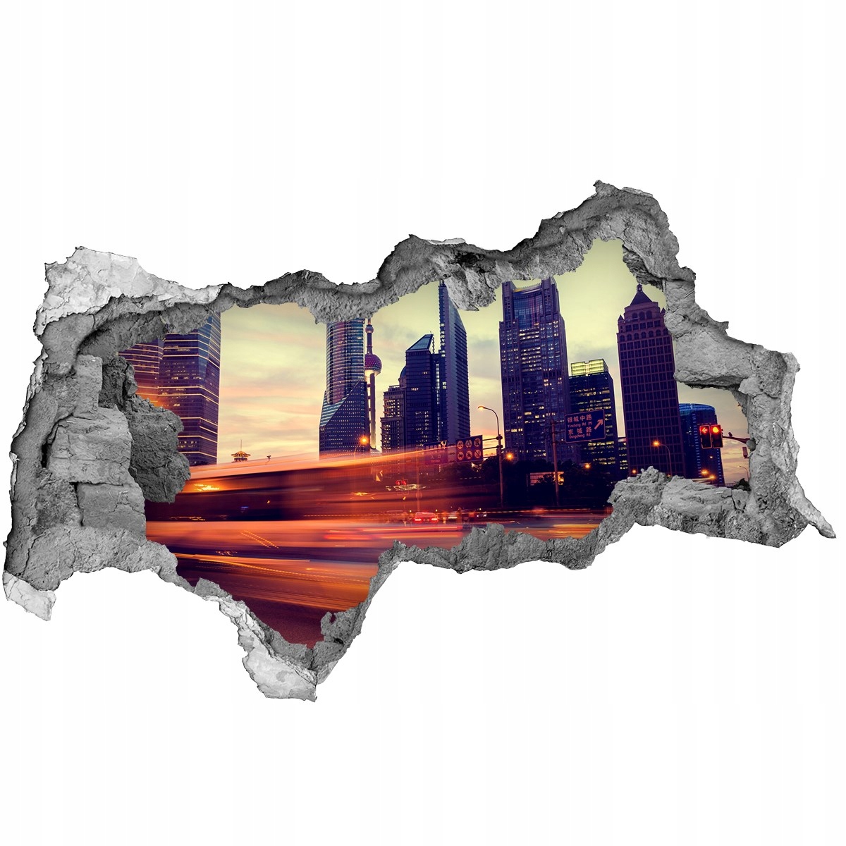 

Fototapeta dziura na ścianę 3d Szanghaj nocą 95x73