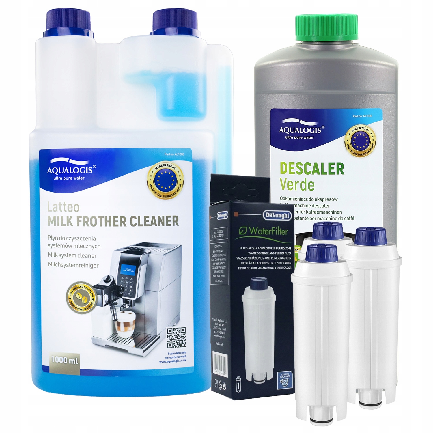 3x Filtr vody DLSC002 pro kávovar Delonghi Tekutina Latteo 1 l Tekutina Verde 1 l