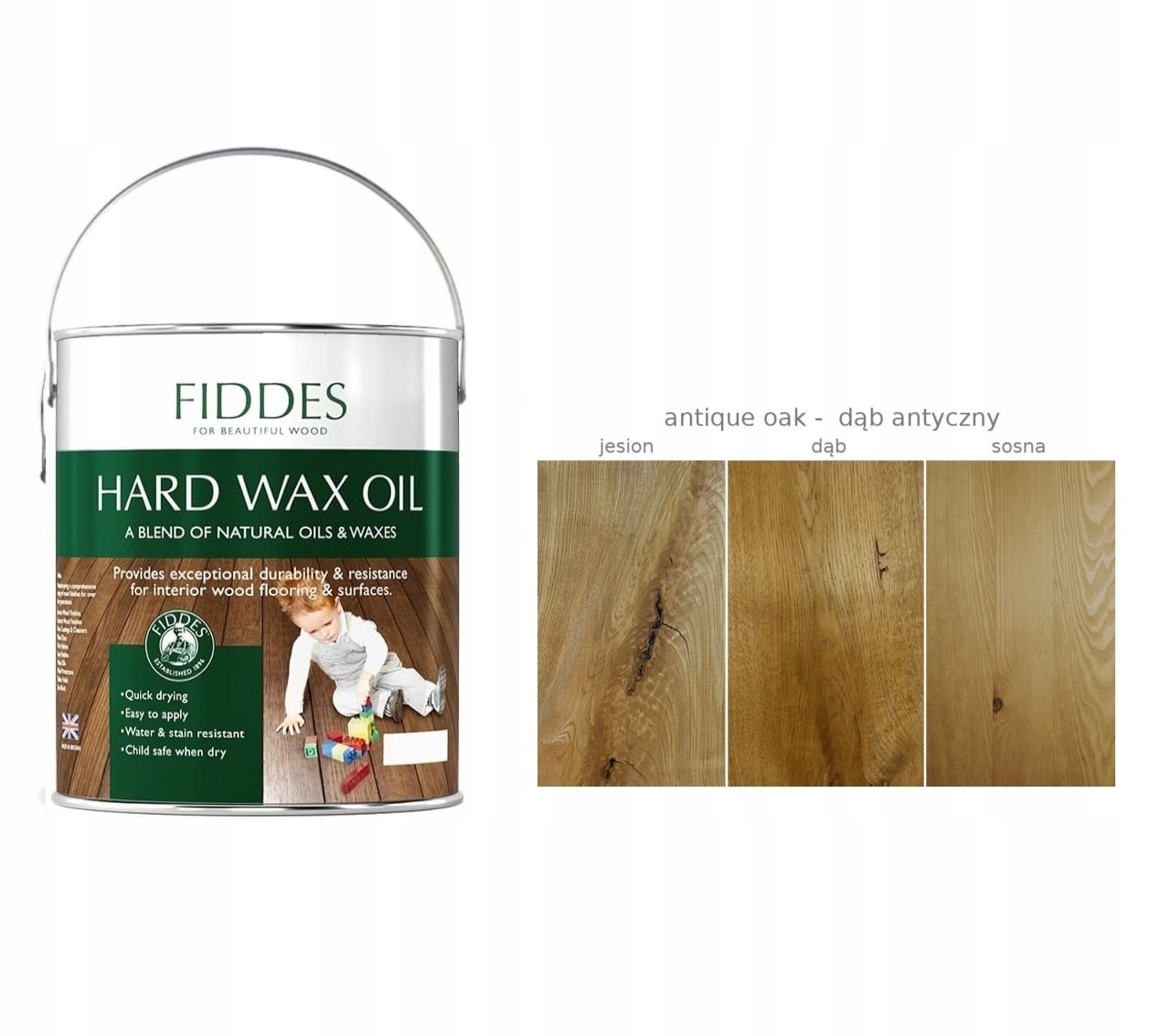 FIDDES Twardy Olejowosk do podłóg schodów HARD WAX OIL ANTIQUE OAK 2,5L