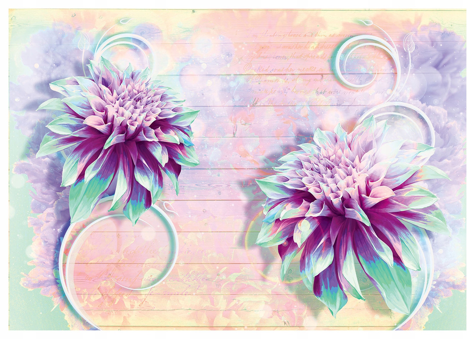 Fototapeta Pivoňky a jiřiny abstrakce pastelové barvy 416x290 lepidlo