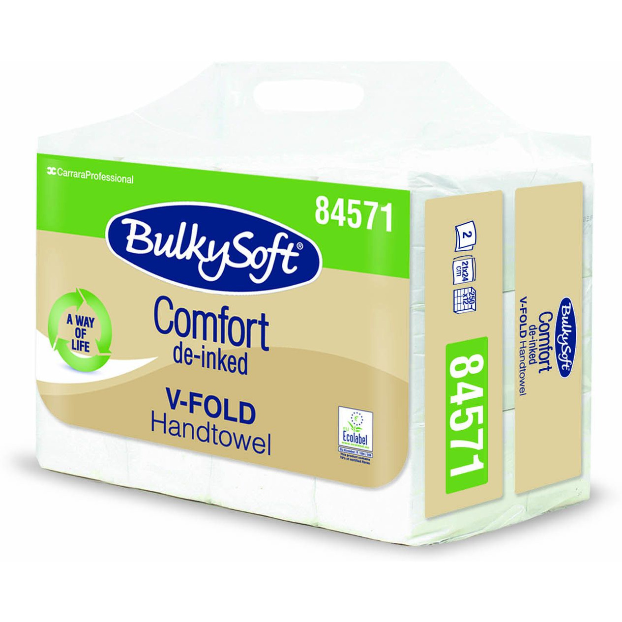 Levně Papírový Ručník Zz V-fold 24x21 cm 2 vrstvy 3000 ks Bulkysoft Comfort Eko