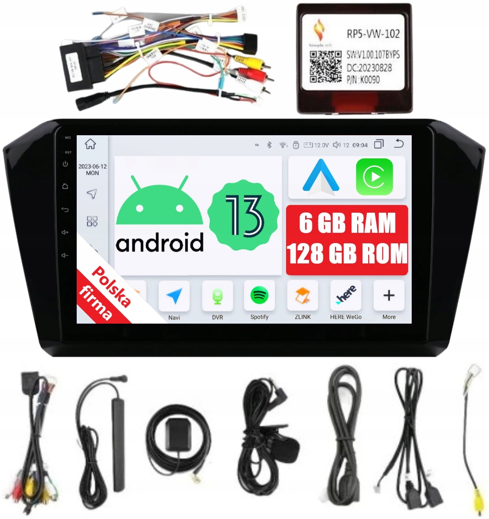 Nawigacja Radio 2DIN Android Volkswagen Passat B8 6/128 Gb Dsp Carplay Lte