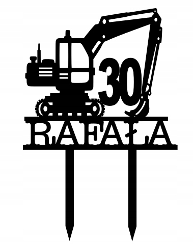 

Topper na tort Urodziny Koparka Mezczyzna Czarny