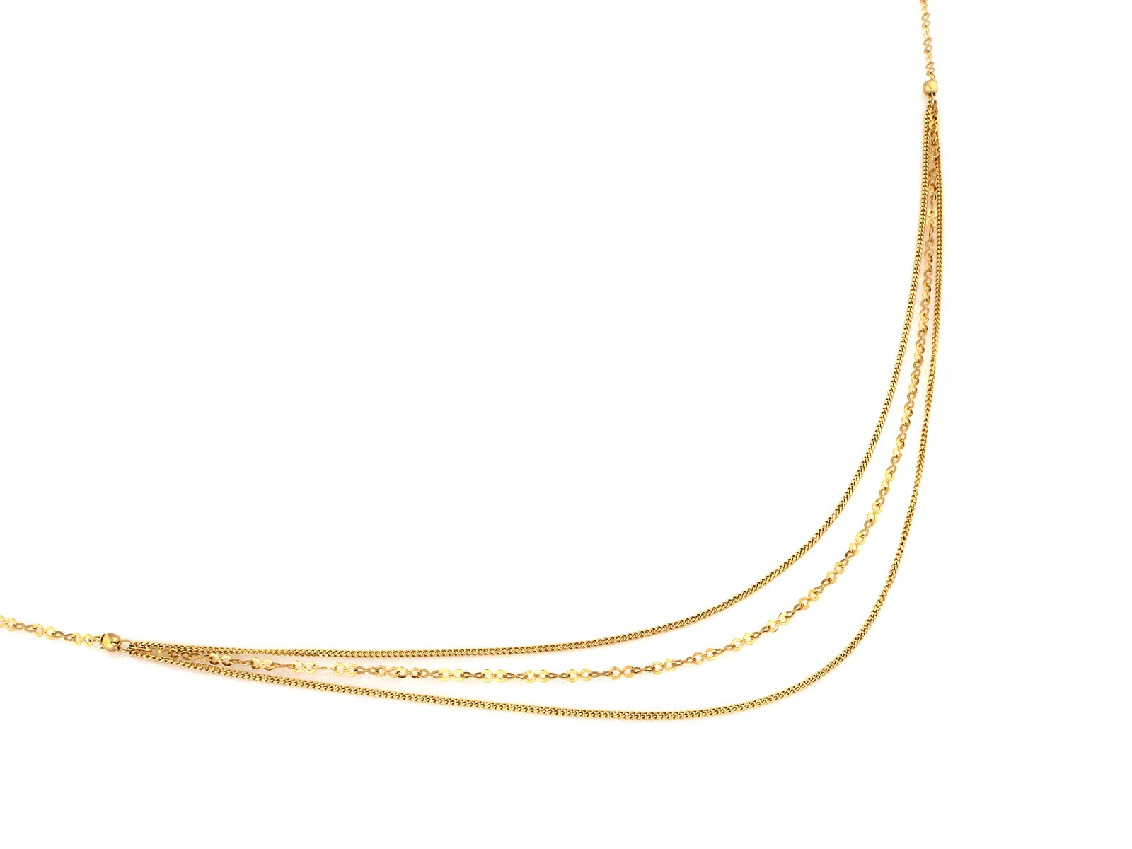 Zlatý náhrdelník 585 Trojitý řetízek r45 elegantní vzor 2.78g jako dárek