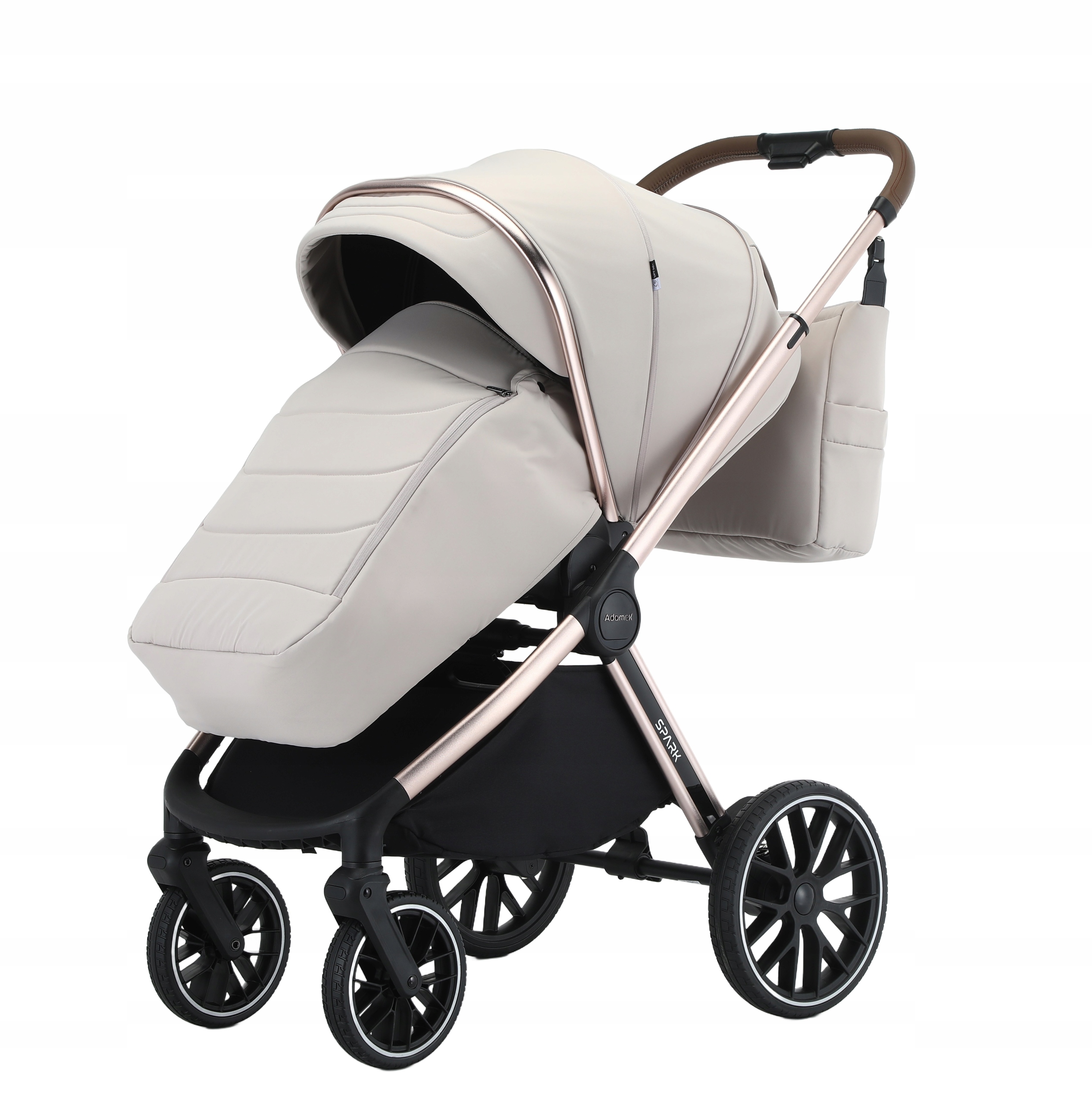 ADAMEX SPARK CHAMPAGNE BEIGE WÓZEK DZIECIĘCY WIELOFUNKCYJNY 2w1 Typ siedziska Rozkładane