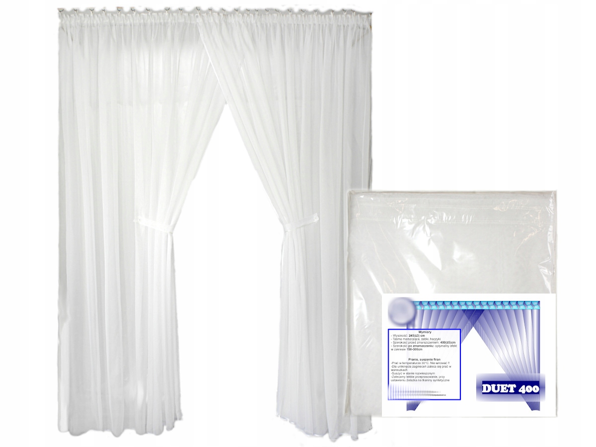 

Firana DUET’400: 245x400, Podwójna, biały woal