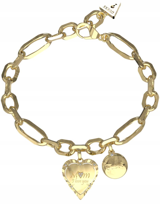 Dámský náramek Guess Srdce pro maminku zirkon ocel zlatá vel. L