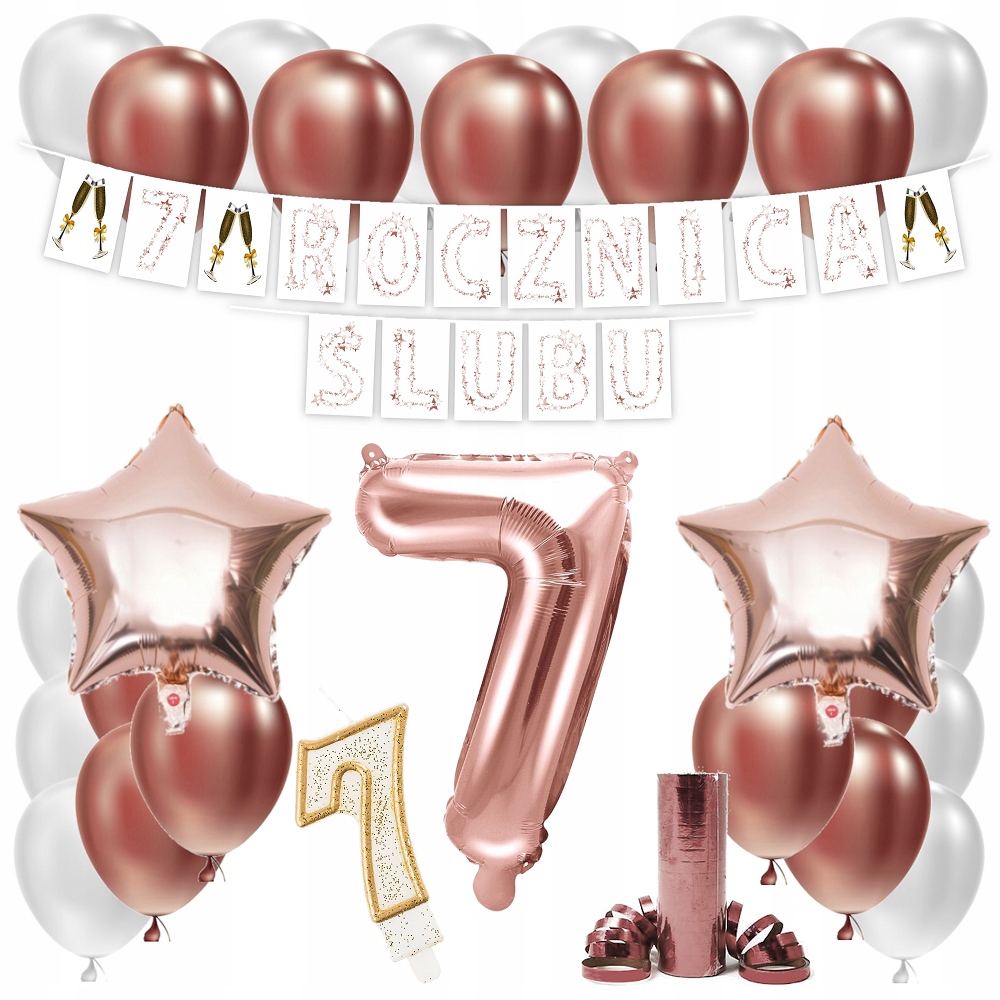 

Zestaw Balony 7 Rocznica Ślubu Rose Gold Girlanda